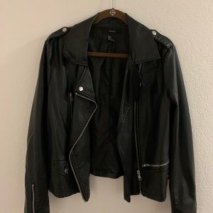 Black Faux Leather Moto Jacket